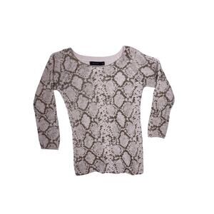 XS Snake Print Stretch Sweater Y2K Tight Long Sleeve Top Funky Skin-Tight Fitted